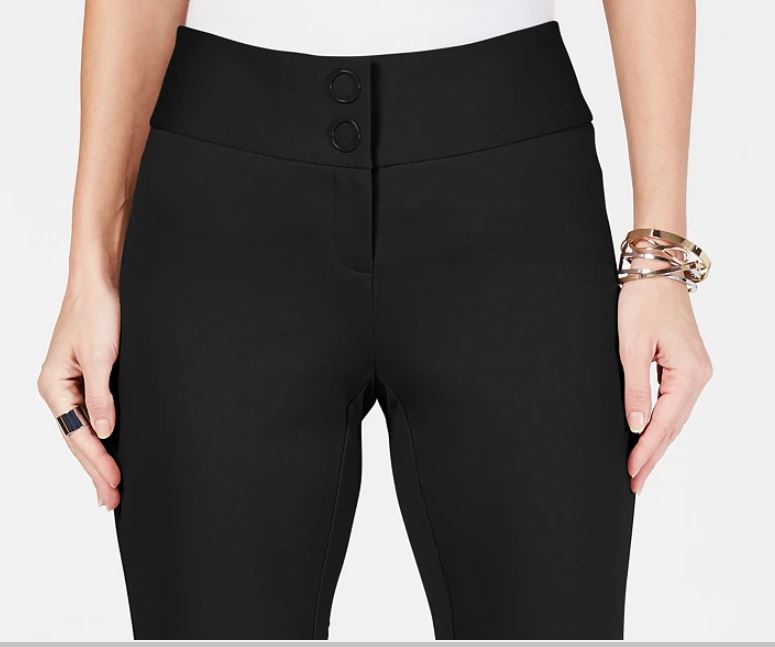 Alfani Women's Snap Waist Trousers Black Size 10 Petite