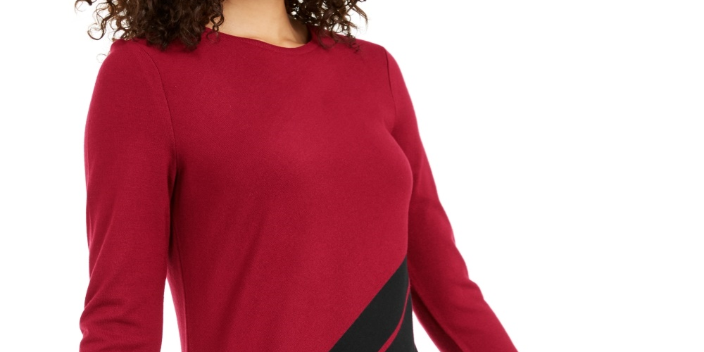 Alfani Women's Striped Asymmetrical Tunic Red Size Petite Medium