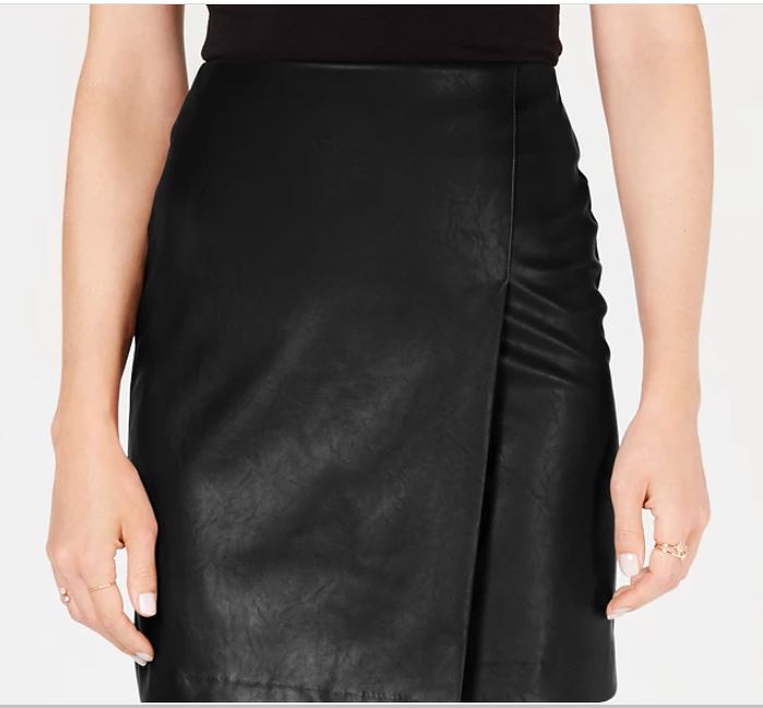 Bar III Women's  Faux Leather Skirt Black Size X-Small