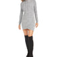 Bar III Women's Heather Long Sleeve Hooded Short Sheath Dress Gray Size Large