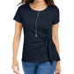 Style & Co Women's Side Tie Top Navy Size Small