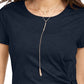 Style & Co Women's Side Tie Top Navy Size Small