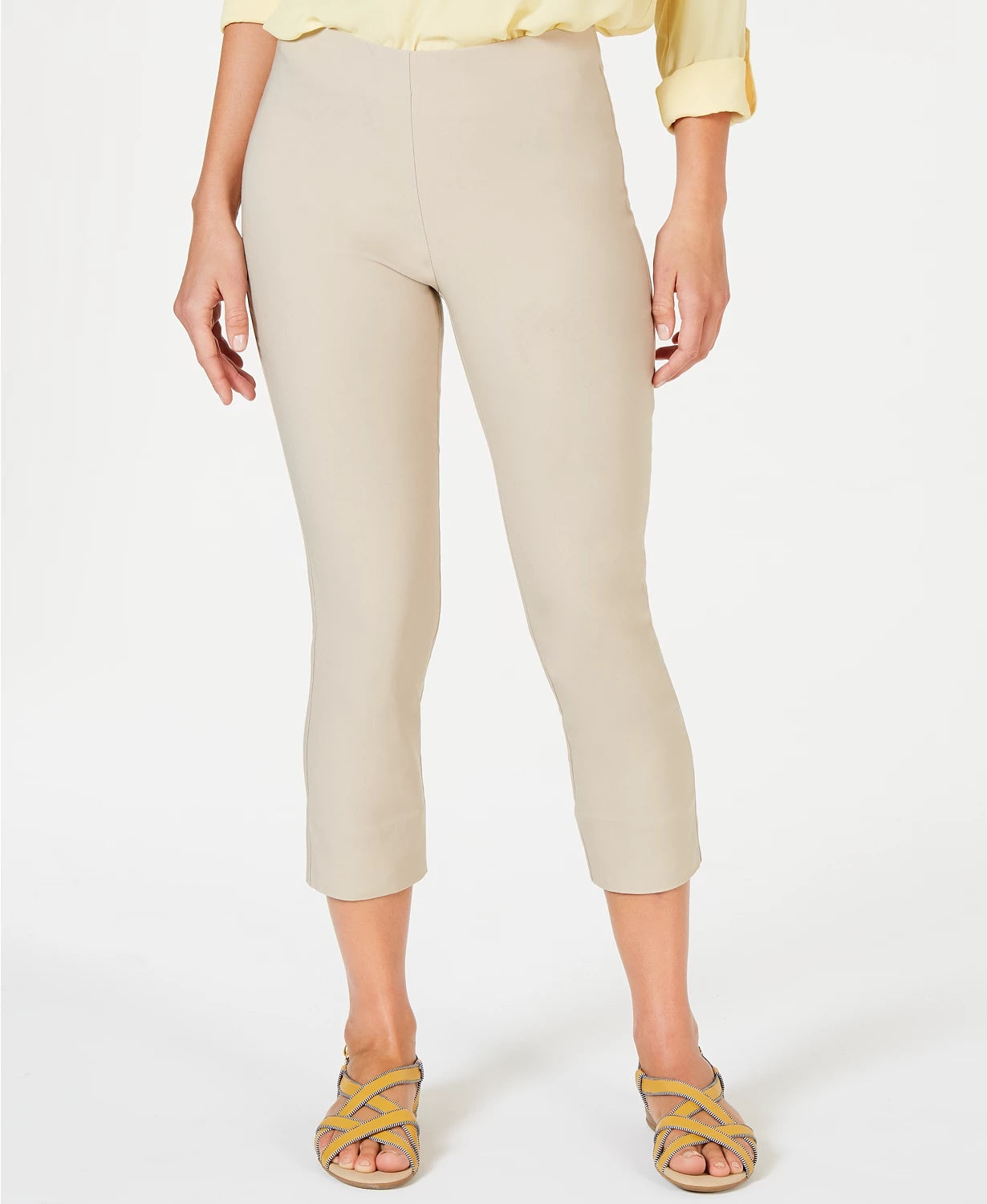 Charter Club Women's Chelsea Pull-On Tummy-Control Capris Beige Size 10