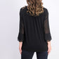 Charter Club Women's Double-Ruffle Textured Pintuck Top Black Size XX Large