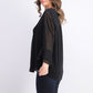 Charter Club Women's Double-Ruffle Textured Pintuck Top Black Size XX Large