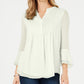 Charter Club Women's Double Ruffle Textured Pintuck Top White Size XX-Large