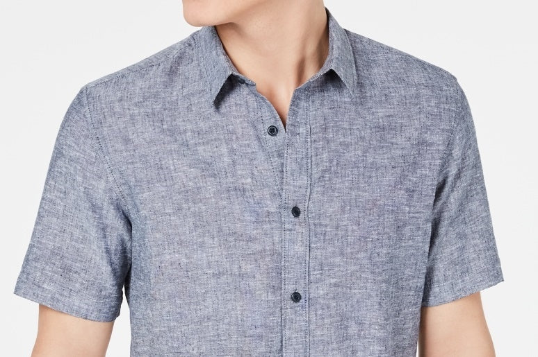 American Rag Men's Chambray Textured Shirt Blue Size Small