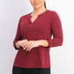 Charter Club Women's Supima Cotton Split-Neck Top Dark Red Size Large