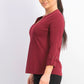 Charter Club Women's Supima Cotton Split-Neck Top Dark Red Size Large