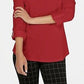 Charter Club Women's Supima Cotton Split-Neck Top Red Size Small