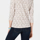 Karen Scott Women's Vine-Print 3/4-Sleeve Top Dark Beige Size Small
