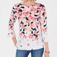 Charter Club Women's Printed Ruffle-Sleeve Top White Size Medium
