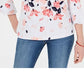 Charter Club Women's Printed Ruffle-Sleeve Top White Size Medium