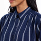 Charter Club Women's Striped Tie-Front Shirt Blue Size XX Large