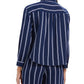 Charter Club Women's Striped Tie-Front Shirt Blue Size XX Large