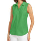 Charter Club Women's Cotton Pique Sleeveless Shirt Green Size 16