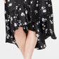 Alfani Women's Ruffled Floral Print Midi Skirt Black Size 12