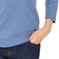 Karen Scott Women's Cotton V-Neck Button-Trim Top Blue Size Large