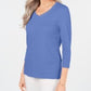 Karen Scott Women's Cotton V-Neck Button-Trim Top Blue Size Small