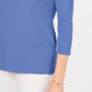 Karen Scott Women's Cotton V-Neck Button-Trim Top Blue Size Small