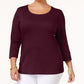 Karen Scott Women's Plus Cotton Scoop Neck Top Red Size 0X