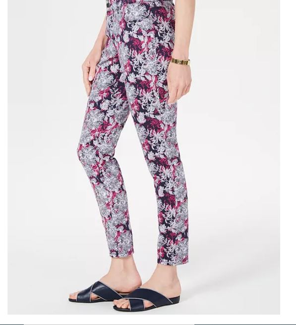 Charter Club Women's Printed Tummy Control Jeans Blue Size 14 Petite