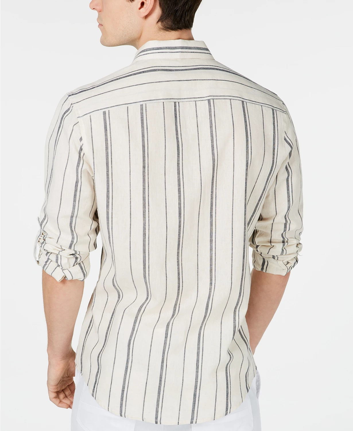 INC International Concepts Men's Francis Striped Button-Down Shirt  Beigekhaki Size Extra Small