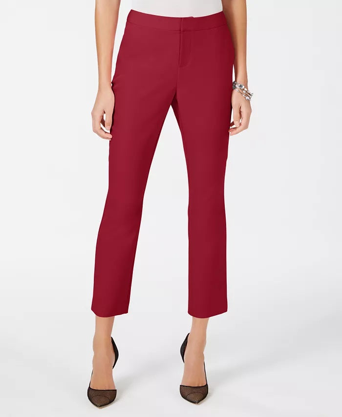 INC International Concepts Women's Cropped Straight Leg Pants Red Size 18