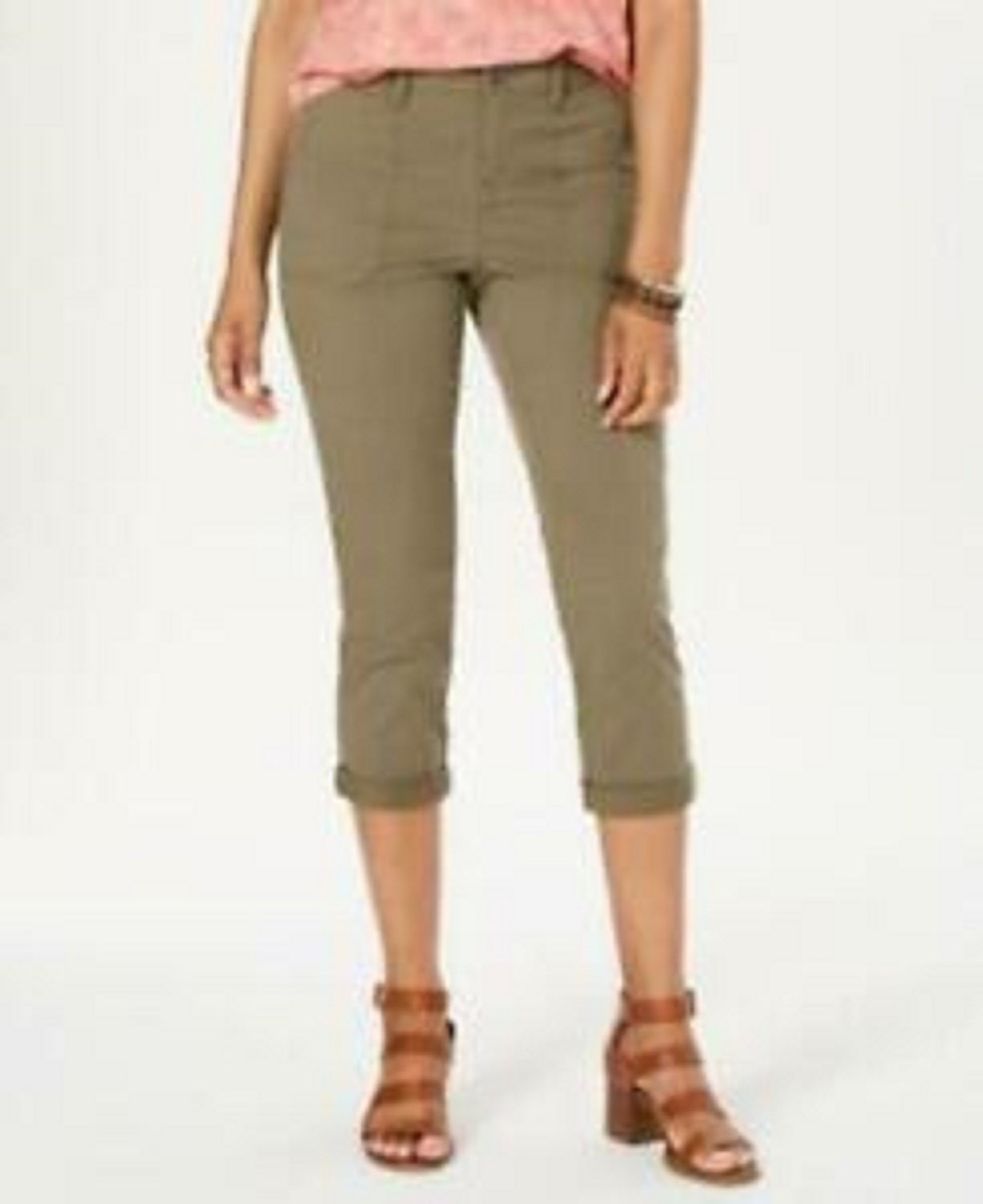 Style & Co Women's Petite Utility Pocket Capri Pants Green Size 6P