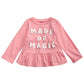 First Impressions Toddler Girl's Cotton Long Sleeve Peplum Hem T-Shirt Pink Size 3T