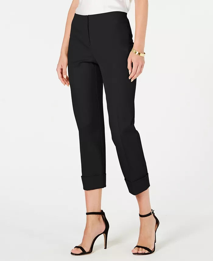 Alfani Women's Cuffed Hem Ankle Pants Black Size 8 Petite