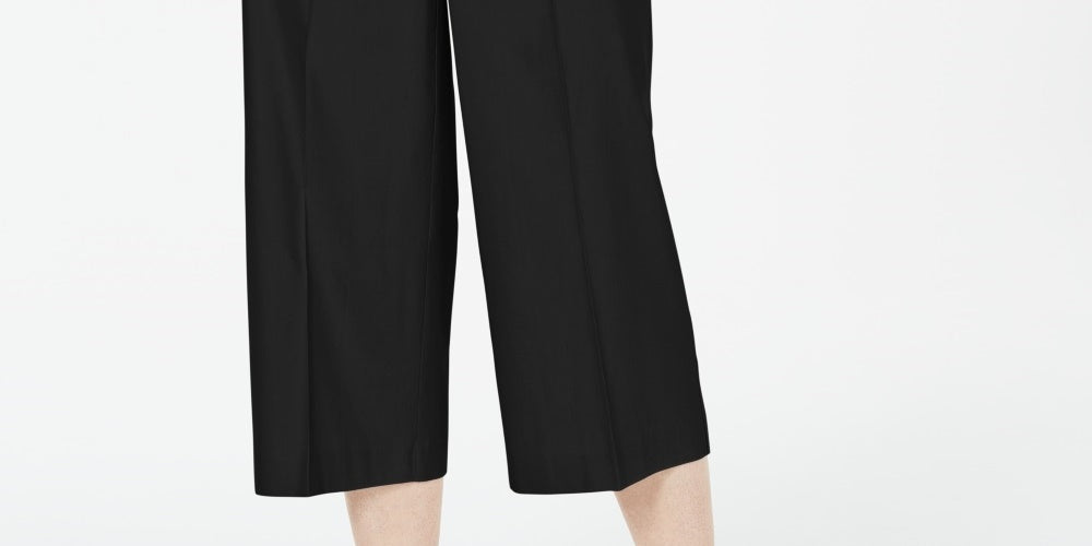 Alfani Women's Wide Leg Linen Pants Black Size 6 Petite