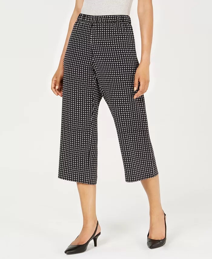 Alfani Women's Printed Culotte Pants Black Size XX Large