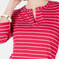 Charter Club Women's Striped Split Neck Top Pink Size Petite Medium