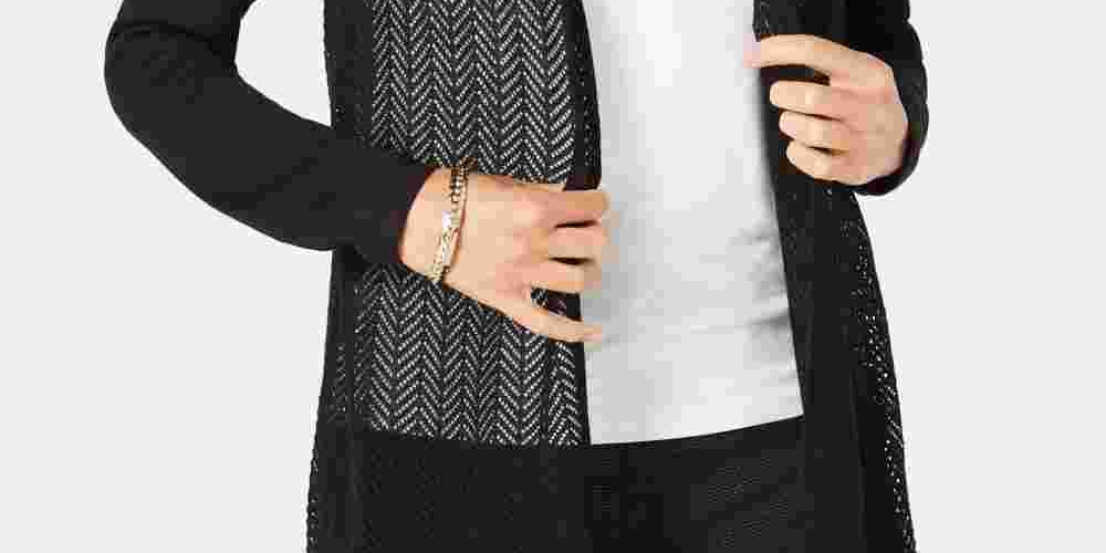 Charter Club Women's Lace Open Cardigan Top Black Size Large
