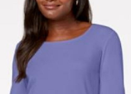 Karen Scott Women's Cotton Scoop-Neck Top Purple Size Medium