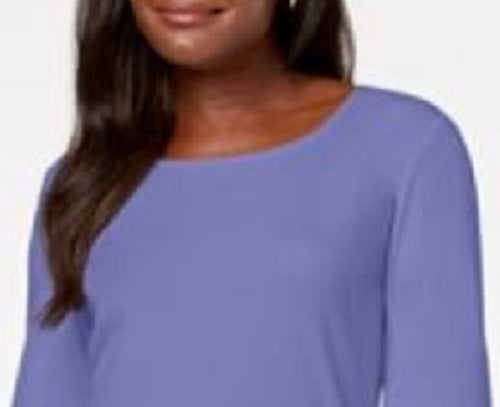 Karen Scott Women's Cotton Scoop-Neck Top Purple Size X-Large