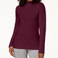 Karen Scott Women's Petite Long-Sleeve Mock-Neck Cotton Top Red Size PM