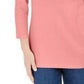 Karen Scott Women's Cotton Henley Top Dark Pink Size Large