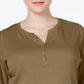 Karen Scott Women's Petite Cotton Henley-Neck Top Brown Size Medium Regular