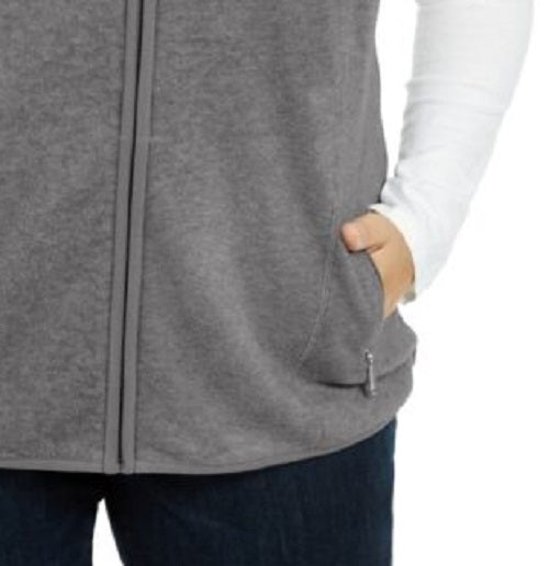 Karen Scott Women's Sport Zip-Up Zeroproof Fleece Vest Charcoal Size Medium