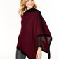 Charter Club Women's Cashmere Border Poncho Red Size Regular