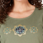 Karen Scott Women's Rhinestone Embellished Cotton Top Green Size Petite Small