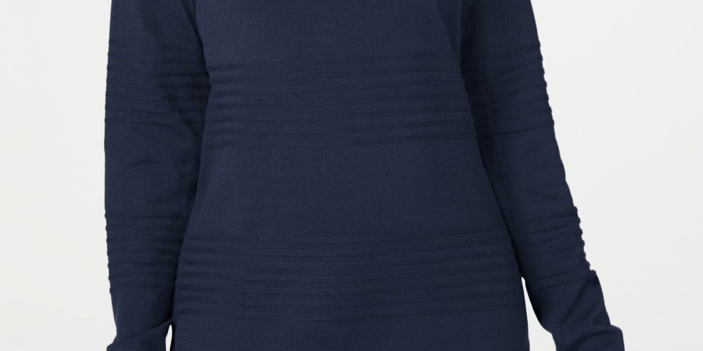 Karen Scott Women's Ribbed Cotton Pullover Sweater  Navy Size XX-Large