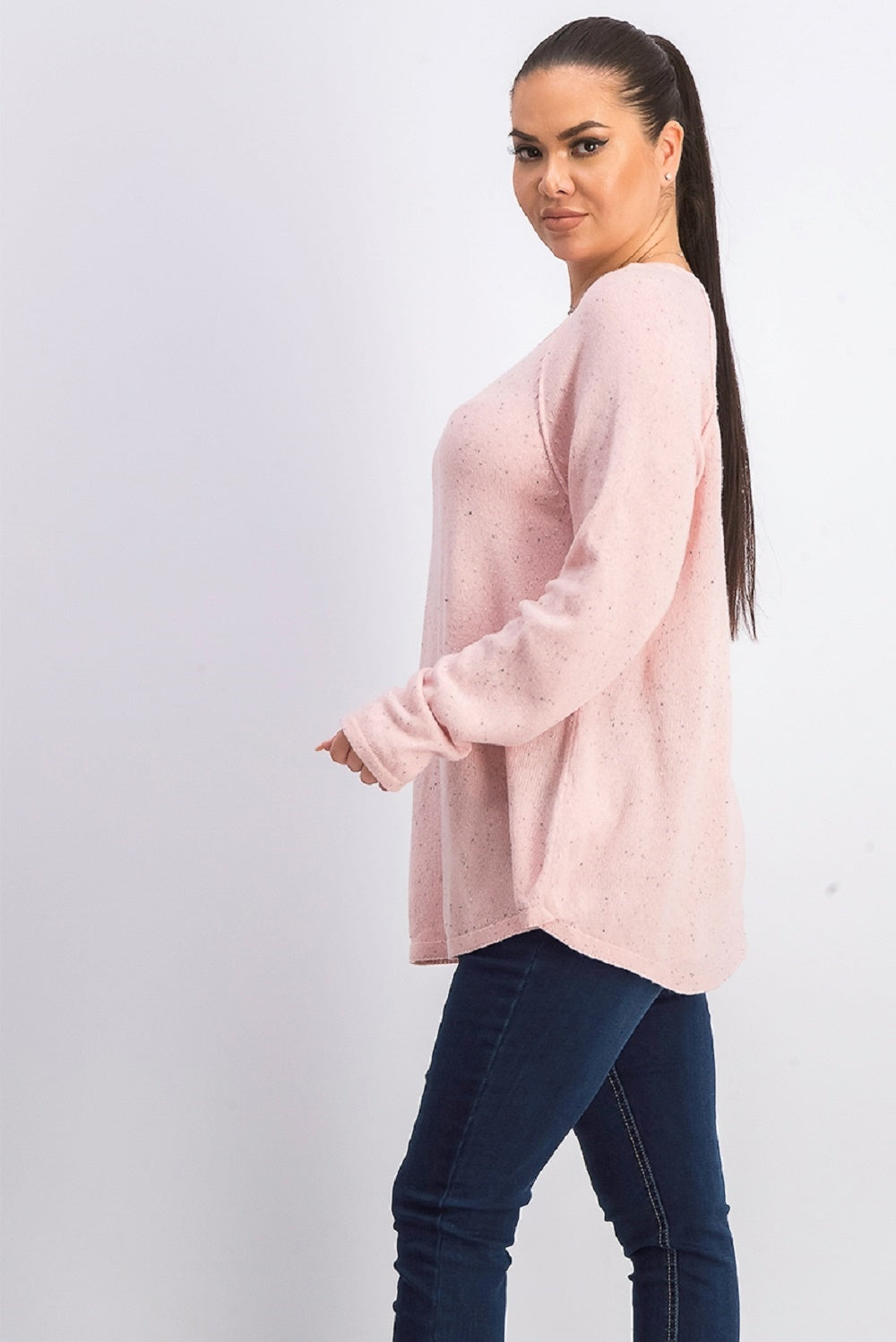 Karen Scott Women's Curved-Hem Sweater Pink Size Small