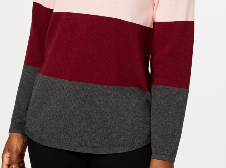 Karen Scott Women's Colorblocked Pullover Sweater Red Size Medium