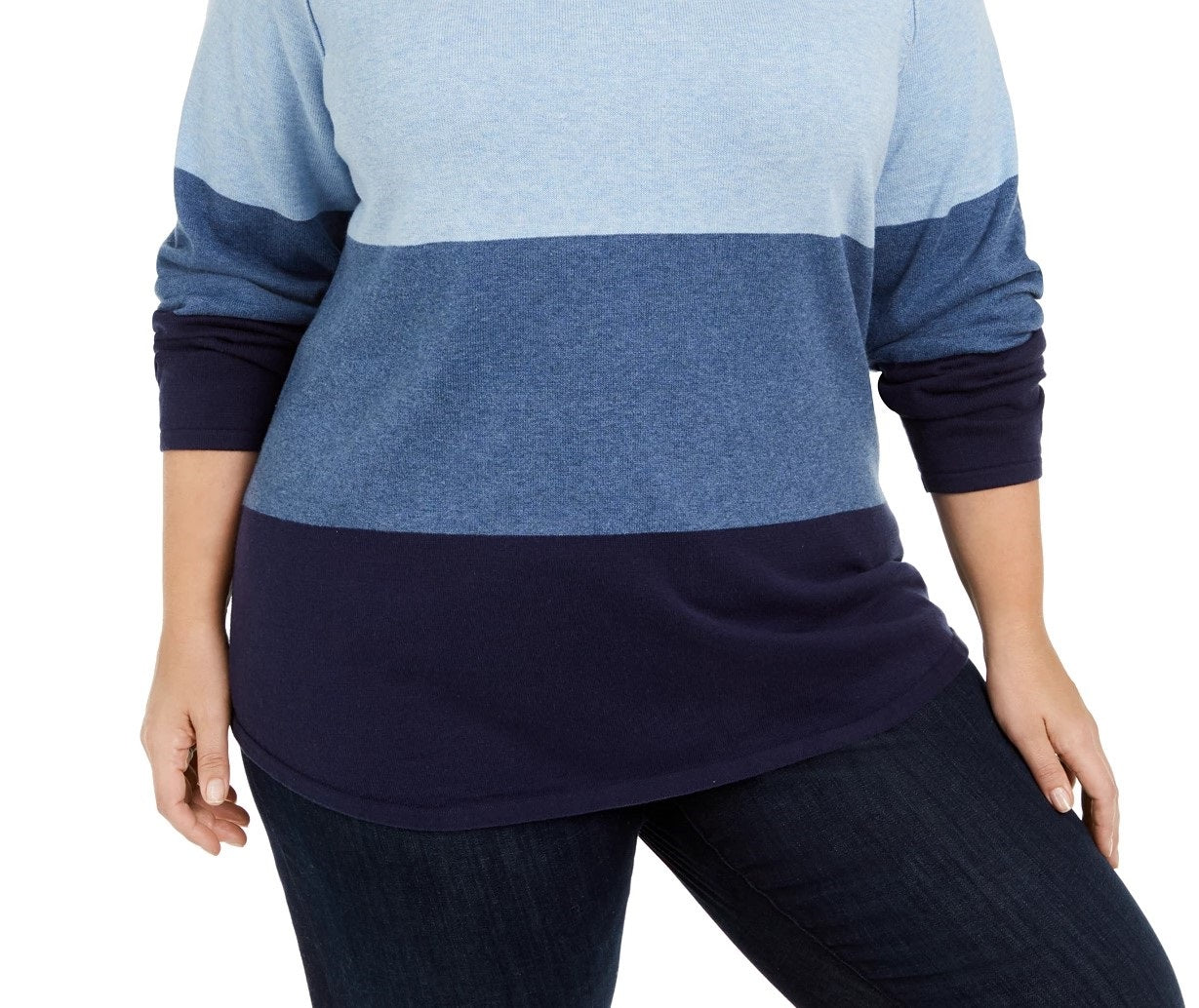Karen Scott Women's Petite Largeus Size Cotton Colorblocked Sweater Blue Size 0X