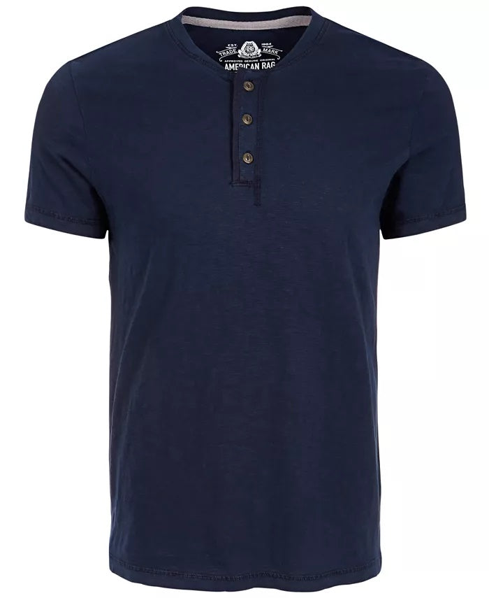American Rag Men's Heathered Henley Navy Size X-Large