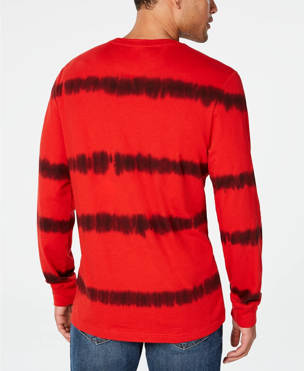 American Rag Men's Tie Dye Striped Long-Sleeve T-Shirt Red Size Large