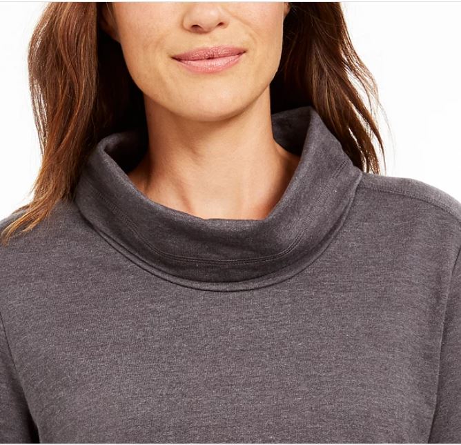 Karen Scott Women's Sport Cowl Neck Top Charcoal Size Small